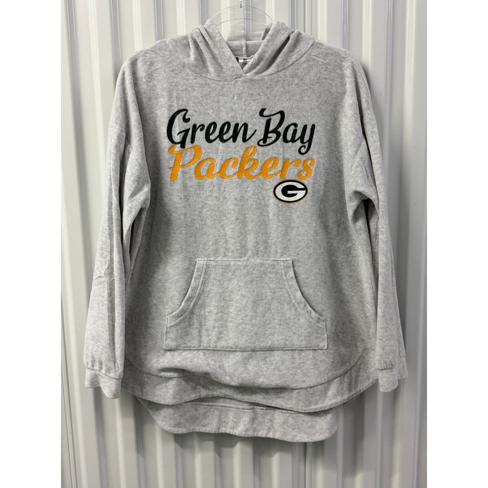 NFL Team Apparel Green Bay Packers Hoodie Womens L Gray Excellent Pajama Top